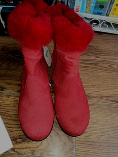斯乃纳冬款中筒女童皮靴翻毛皮棉靴夾棉二棉大红色235mm/37码