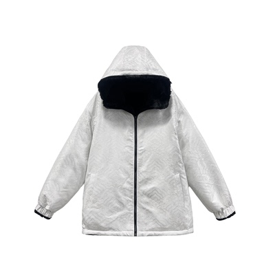 B251213-[江崖海水]秋冬新款桑蚕丝蜀锦云柔貂双面穿保暖连帽外套