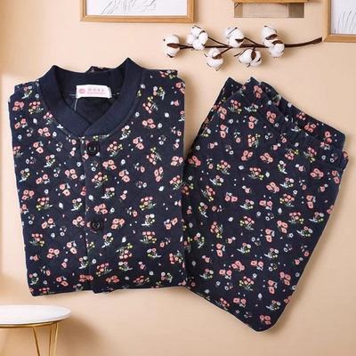 中老年人女纯棉三层夹棉加厚保暖