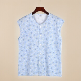 老人汗衫女夏系扣背心全棉老太太打底衫对襟上衣宽松婆婆衫前开扣