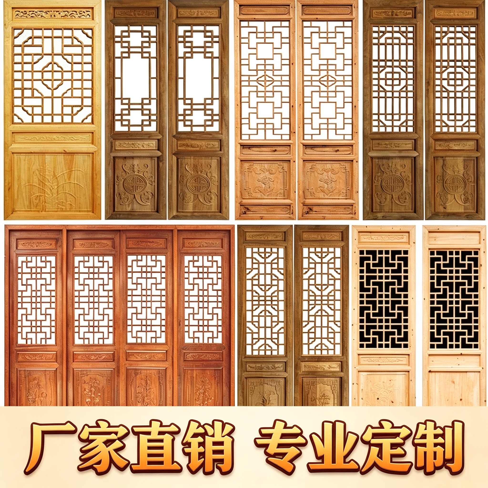 东阳木雕仿古门窗实木门窗中式花庭院门