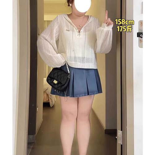 大码设计感连帽防晒衫2026新款夏季微胖mm遮肚子宽松罩衫镂空上衣
