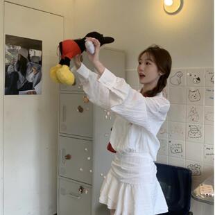 连衣裙新款 白色防晒衬衫 优雅甜美褶腰a字裙 女士西式 2025年夏季