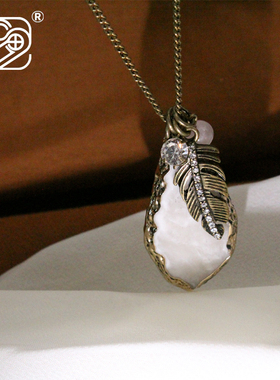 吊坠流苏复古羽毛毛衣链复古合金