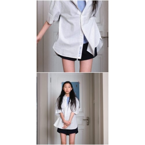 Ohh Cake Ethan Linen Shirt 伊桑亚麻条纹短袖衬衫 无性别上衣