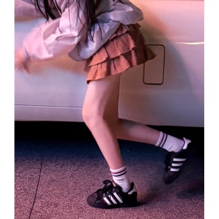 Ohh Cake MissY 荷叶边褶皱设计棉麻A字短裙 轻甜防走光Y2K少女裙