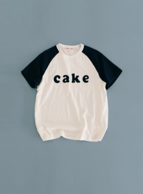 Ohh Cake Piper派珀 贴布刺绣字母T恤 | 美式松弛 拼色棒球袖上衣