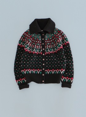 Ohh Cake Helena赫莱娜 羊毛提花针织开衫 | 可立可翻 圣诞风毛衣