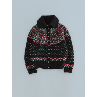 羊毛提花针织开衫可立可翻