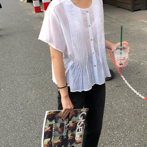 ohhcake防晒罩衫风琴短袖女夏