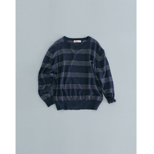 高含量亚麻条纹针织衫干爽透气