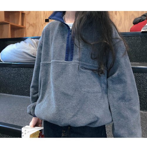 Ohh Cake Jennifer sweatshirt 詹妮弗毛毛立领撞色卫衣 慵懒舒适