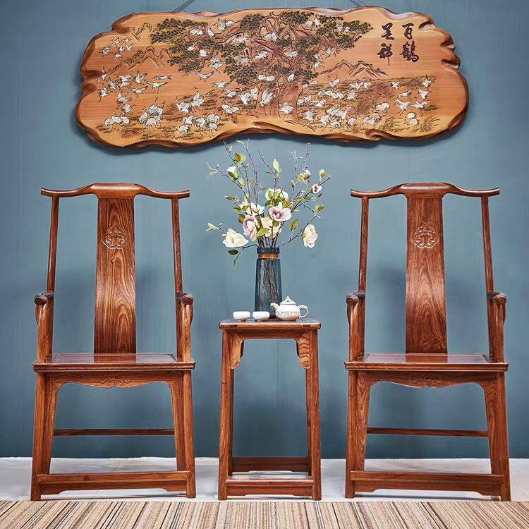 复刻版王世襄四出头官帽椅新中式红木椅子高档实木家具