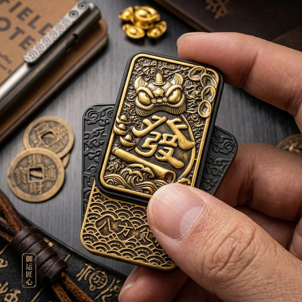 edc解压玩具发财三层金属推牌EDC玩具