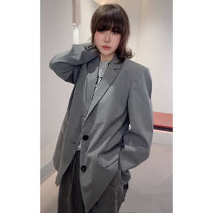 欧洲站2025春HAV欧货 领单排扣长袖西服外套+高腰抽绳长裤 套装