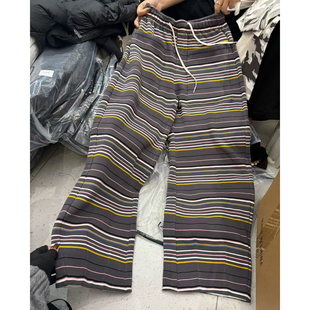 欧洲站2025冬新款hav欧货 松紧腰竖条休闲长裤棉裤 特价