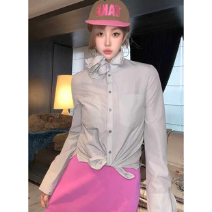 欧洲站2026春新款HAV欧货 立体花朵中长款长袖衬衫