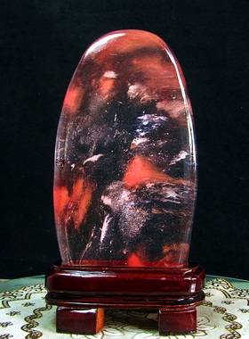 天然石原石奇石巴西红水晶摆件