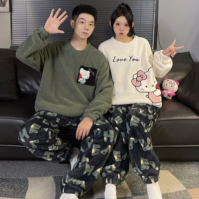 情侣睡衣女冬季珊瑚绒加厚绒男士