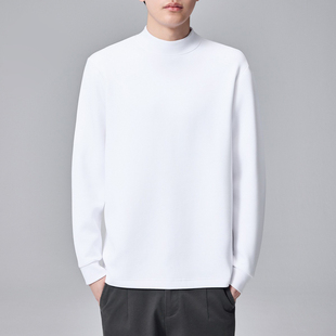 口打底衫 空气层设计螺纹袖 T恤时尚 秋冬极简air半高领300g40支长袖
