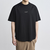 210g26支字母小刺绣二本针圆领短袖 2025新款 时尚 t恤宽松落肩休闲