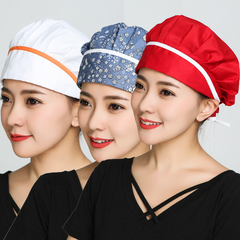 厨房厨师帽男女工作帽子纯棉做饭炒菜烘焙透气防油烟防尘卫生帽