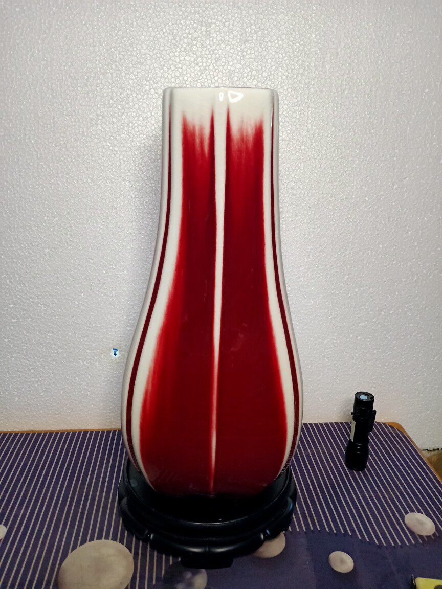 【宝贝名称]567十年代回流陶瓷景德鎮建國瓷厂柴窑郎红四方瓶