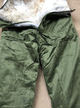 老式65羊毛裤皮毛一体军绿色皮裤冬季防寒裤长裤羊毛单裤冷库专用