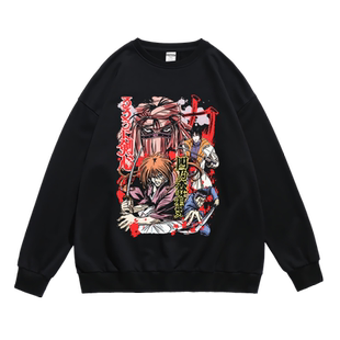 日式武士风卡通电影浪客剑心周边潮流春秋冬长袖圆领卫衣男女同款