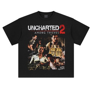 美式潮流印花oversize落肩短半袖T恤游戏复古神秘海域2周边