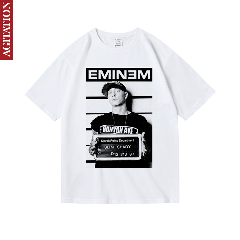 西海岸姆爷eminem艾米纳姆阿姆hiphop印花衣服周边T恤纯棉短半袖