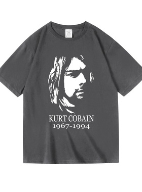 女男款nirvana涅槃盘柯特科本KurtCobain头像摇滚周边纯棉半袖T恤