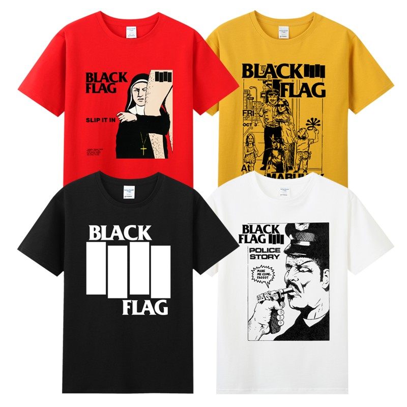 agitation夏季男装摇滚纯棉圆领短袖音乐周边摇滚黑旗乐队t恤