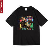欧美摇滚Gorillaz街头顽童humans印花周边衣服圆领短半袖 T恤男女
