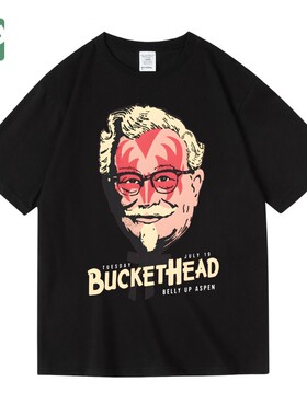 buckethead桶哥吉他手潮牌周边短袖圆领宽松套头纯棉夏季男女T恤