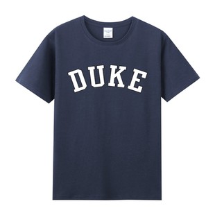 夏季ncaa美国大学名校duke杜克蓝魔周边印花纯棉圆领短袖T恤男女