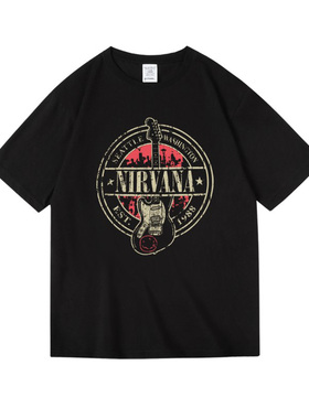 柯特科本KurtCobain涅槃盘nirvana摇滚吉他周边纯棉短袖T恤女男款