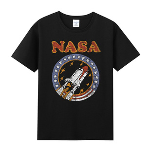 美国宇航局nasa潮牌复古印花火星火箭天文周边纯棉圆领短袖T恤男