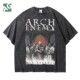 重磅宽松做旧大敌乐队arch enemy欧美金属水洗纯棉五分短袖 T恤男
