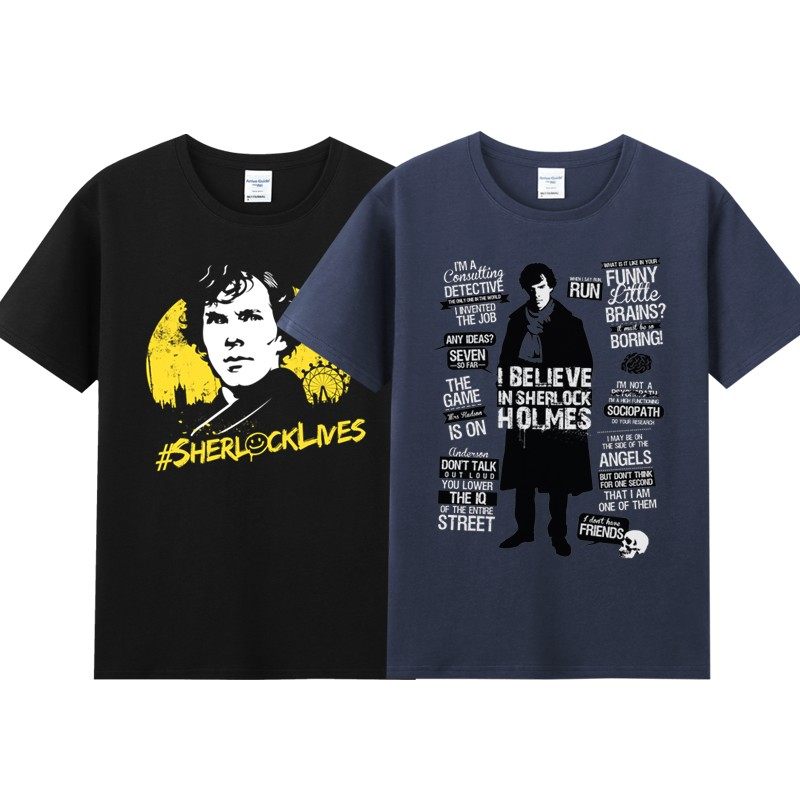 agitation纯棉圆领男t恤短袖半袖夏季男装青少年衣服神探夏洛克