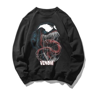 漫威反派英雄毒液venom蜘蛛侠春秋长袖宽松无帽衫圆领男女卫衣