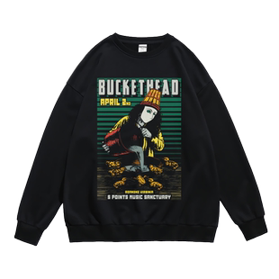 桶哥吉他手buckethead音乐节乐队金属秋冬长袖无帽圆领卫衣男女