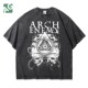 arch enemy重磅欧美金属大敌乐队宽松做旧水洗纯棉五分短袖 T恤男