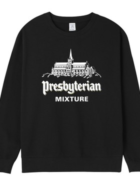 欧美Presbyterian烟斗客斗草英式长老会周边印花秋冬圆领套头卫衣