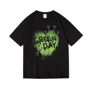 夏季greenday绿日欧美朋克摇滚周边衣服纯棉短半袖T恤女男中性款