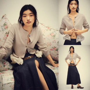 新品 3581008 女装 圆领休闲拼接针织外套 711 气质长袖 2026春季