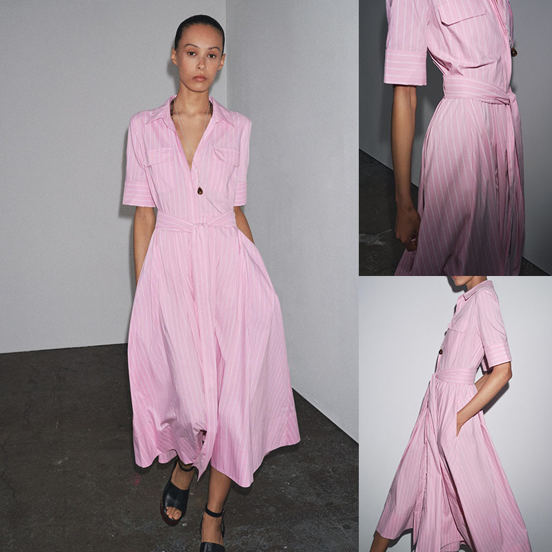2025夏季新品 女装 气质时尚休闲府绸衬衫式连衣裙 9479248 620