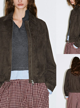 2025冬季新品 女装 甜美百搭舒适气质复古麂皮绒拉链外套 150057