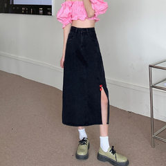 Real Price vintage high waist slim split hip skirt denim skirt skirt skirt skirt