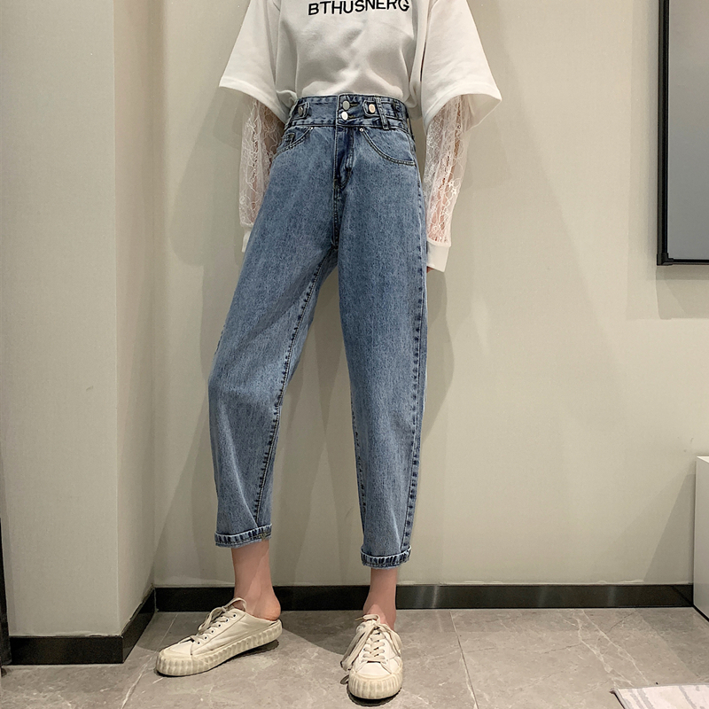 Real price 2021 Korean high waist loose wide leg straight tube jeans